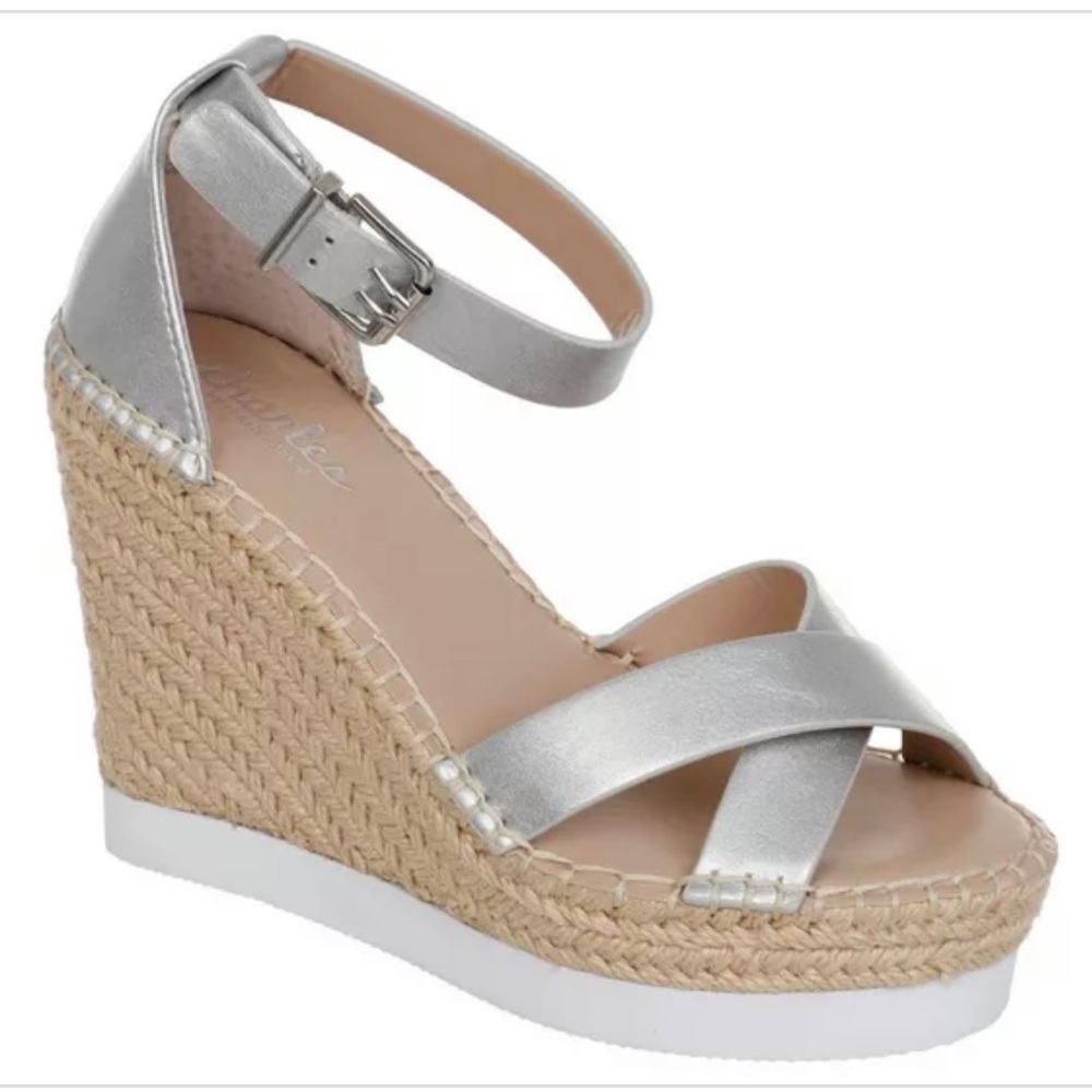 Charles David Women's Faux Leather Cross Strap Wedges